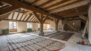 Fußbodenheizung auf Holzbalkendecke – Was muss man beachten?